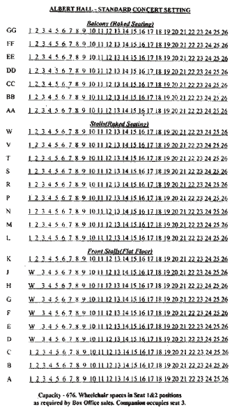 The Albert Halls, Bolton Seating Plan